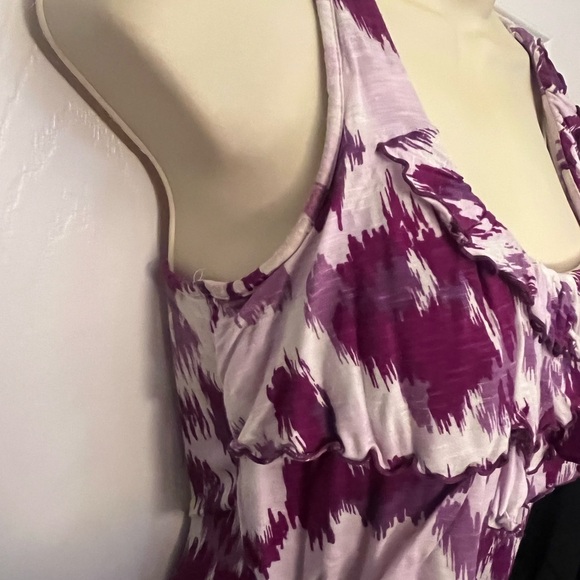 Purple and White Ruffled Racerback Top - Picture 5 of 8